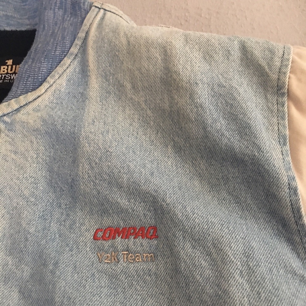 Vintage Comcast Y2K Crisis Team Auburn Sportswear Jacket Varsity Denim Sz Large - Picture 3 of 16